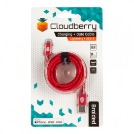 Cloudberry Lightning vastupidav andmekaabel 2,5 m, punane