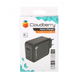 Cloudberry seinalaadija PD/QC 1 x USB-C 30 W + 1 x USB-A 12