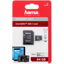Hama microSDXC mälukaart 64 GB Class 10 UHS-I 80 MB/s + adap