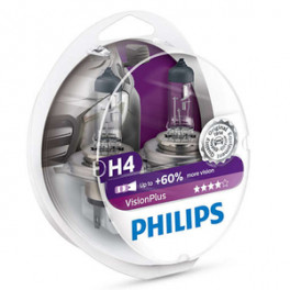 Philips VisionPlus H4-pirnipaar +60% 12 V 60/55 W
